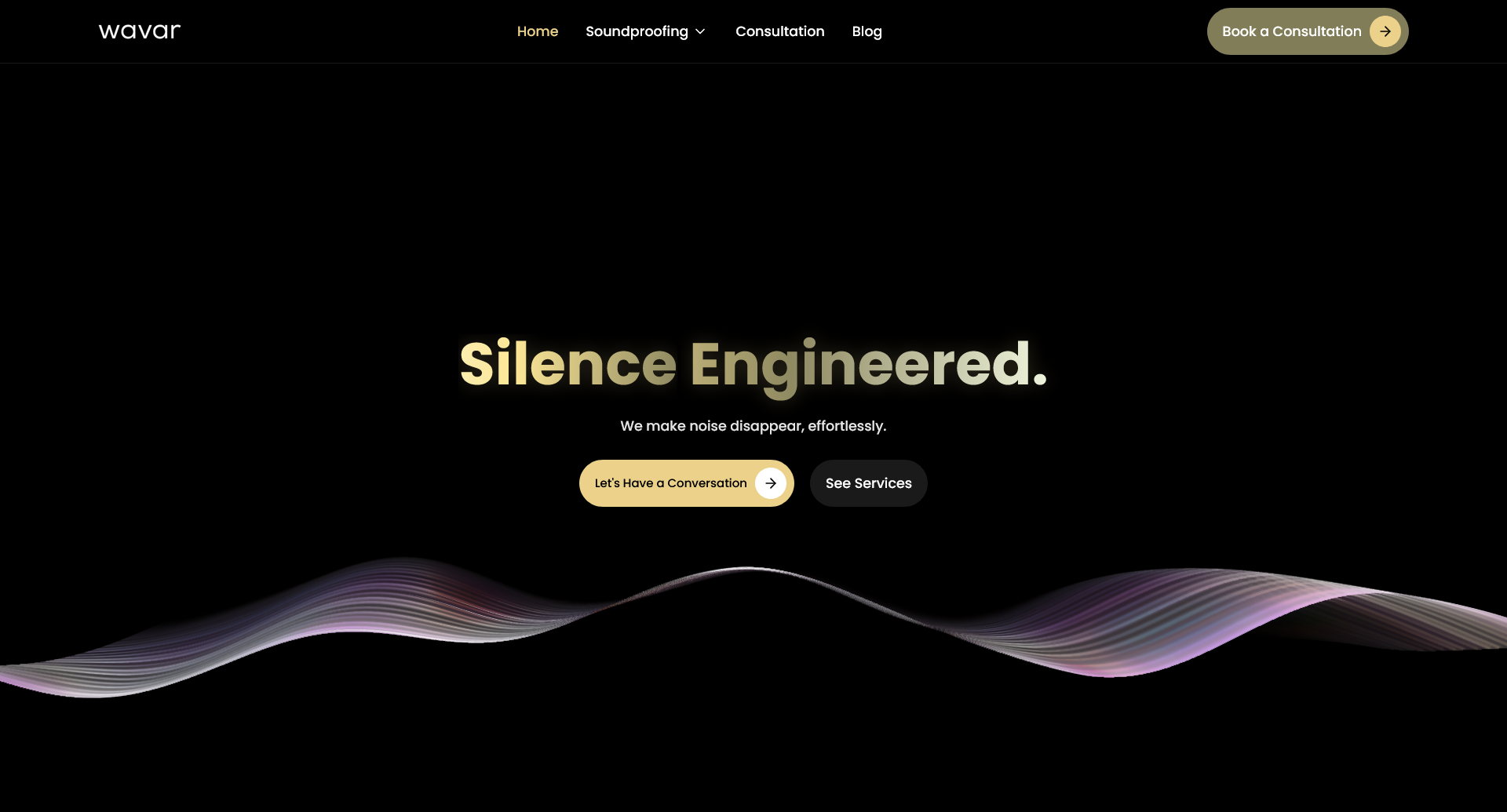 Wavar soundproofing website with modern design and booking system